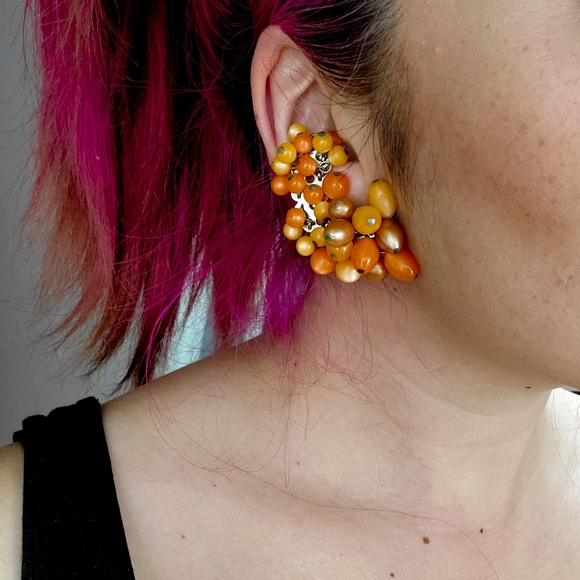 TRUE VINTAGE Fruitbowl Large Clip On Earrings - Picture 2 of 4
